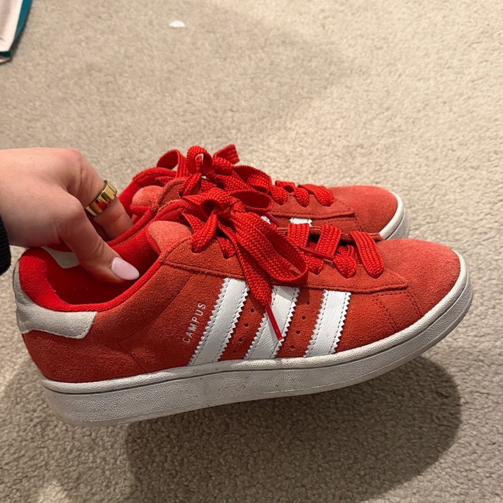 Adidas Campus Red Sneakers with White Stripes